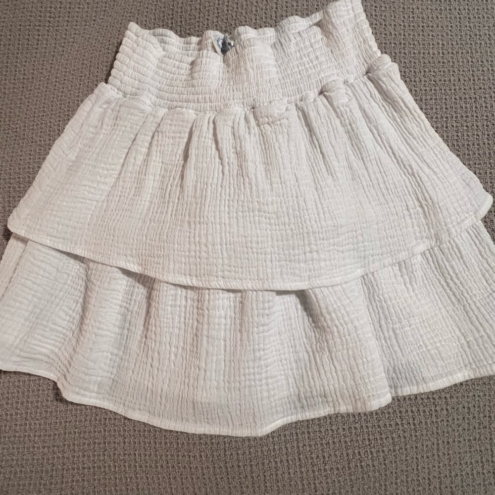 White smocked mini skirt